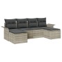 Conjunto de Sofás de Jardín de 6 Piezas con Cojines Gris Claro Ratán Poliéster de , Sofás de exterior - Ref: Foro24-3345472, ...
