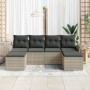 Conjunto de Sofás de Jardín de 6 Piezas con Cojines Gris Claro Ratán Poliéster de , Sofás de exterior - Ref: Foro24-3345472, ...