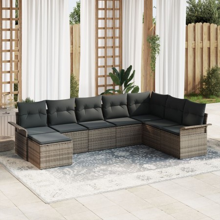Juego de Sofá de Jardín de 8 Piezas con Cojines de Poliratán Gris de , Sofás de exterior - Ref: Foro24-3345479, Precio: 492,3...