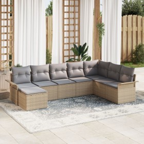 Conjunto de Sofá de Jardín de 8 Piezas con Cojines Beige de Polirratán de , Sofás de exterior - Ref: Foro24-3345480, Precio: ...