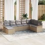 Conjunto de Sofá de Jardín de 8 Piezas con Cojines Beige de Polirratán de , Sofás de exterior - Ref: Foro24-3345480, Precio: ...