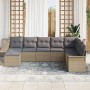 Conjunto de Sofá de Jardín de 8 Piezas con Cojines Beige de Polirratán de , Sofás de exterior - Ref: Foro24-3345480, Precio: ...