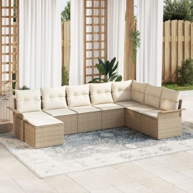 Set de sofá de jardín de 8 piezas con cojines ratán beige de , Sofás de exterior - Ref: Foro24-3345481, Precio: 558,74 €, Des...