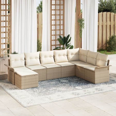 Set de sofá de jardín de 8 piezas con cojines ratán beige de , Sofás de exterior - Ref: Foro24-3345481, Precio: 558,74 €, Des...