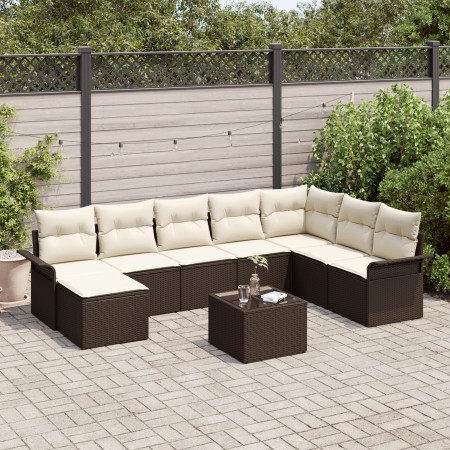 Juego de Sofá de Jardín de 8 piezas con Cojines Ratán Policarbonato Gris de , Sofás de exterior - Ref: Foro24-3345488, Precio...