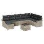 Juego de Sofá de Jardín de 9 Piezas con Cojines Ratán Poliéster Gris de , Sofás de exterior - Ref: Foro24-3345492, Precio: 61...