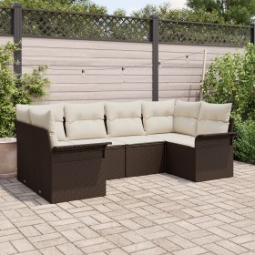 Conjunto de Sofá de Jardín de 6 Piezas con Cojines Marrón Poliratán de , Sofás de exterior - Ref: Foro24-3345498, Precio: 441...