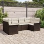 Conjunto de Sofá de Jardín de 6 Piezas con Cojines Marrón Poliratán de , Sofás de exterior - Ref: Foro24-3345498, Precio: 441...