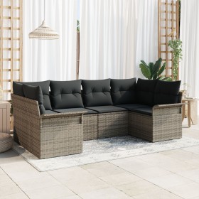 Conjunto de Sofá de Jardín de 6 Piezas con Cojines Ratán Sintético Gris de , Sofás de exterior - Ref: Foro24-3345499, Precio:...