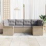 Conjunto de Sofás de Jardín de 6 Piezas con Cojines Beige Ratán Polipropileno de , Sofás de exterior - Ref: Foro24-3345500, P...
