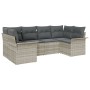 Set de Sofá de Jardín de 6 piezas con Cojines de Ratán Poliéster Gris Claro de , Sofás de exterior - Ref: Foro24-3345502, Pre...