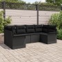 Set de Sofá de Jardín de 6 Piezas con Cojines Negro Ratán Poliéster de , Sofás de exterior - Ref: Foro24-3345503, Precio: 413...
