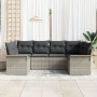 Set de Sofá de Jardín de 6 piezas con Cojines de Ratán Poliéster Gris Claro de , Sofás de exterior - Ref: Foro24-3345502, Pre...