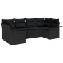 Set de Sofá de Jardín de 6 Piezas con Cojines Negro Ratán Poliéster de , Sofás de exterior - Ref: Foro24-3345503, Precio: 413...