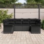Set de Sofá de Jardín de 6 Piezas con Cojines Negro Ratán Poliéster de , Sofás de exterior - Ref: Foro24-3345503, Precio: 413...