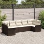Conjunto de sofá de jardín de 7 piezas con cojines marrón de ratán plástico de , Sofás de exterior - Ref: Foro24-3345508, Pre...