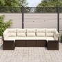 Conjunto de sofá de jardín de 7 piezas con cojines marrón de ratán plástico de , Sofás de exterior - Ref: Foro24-3345508, Pre...