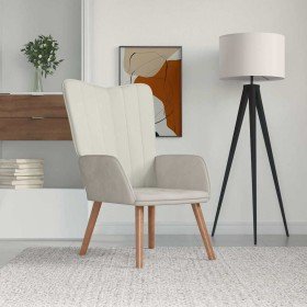Sillón de relax de terciopelo blanco crema en Sillones | Comprar online en Foru.es