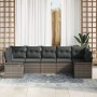 Conjunto de Sofá de Jardín de 7 Piezas con Cojines en Gris de Ratán Sintético de , Sofás de exterior - Ref: Foro24-3345509, P...