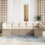 Juego de Sofá de Jardín de 7 Piezas con Cojines en Ratán Sintético Beige de , Sofás de exterior - Ref: Foro24-3345511, Precio...