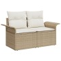 Juego de Sofá de Jardín de 7 Piezas con Cojines en Ratán Sintético Beige de , Sofás de exterior - Ref: Foro24-3345511, Precio...