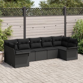 Conjunto de sofá de jardín de 7 piezas con cojines Negro Rattan de , Sofás de exterior - Ref: Foro24-3345513, Precio: 497,48 ...