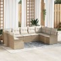 Juego de Sofá de Jardín de 9 Piezas con Cojines Beige Ratán Poliéster de , Sofás de exterior - Ref: Foro24-3345521, Precio: 6...