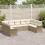 Juego de Sofá de Jardín de 9 Piezas con Cojines Beige Ratán Poliéster de , Sofás de exterior - Ref: Foro24-3345521, Precio: 6...