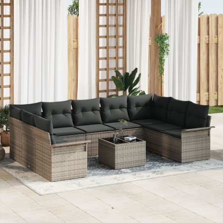 Juego de Sofá de Jardín de 9 Piezas con Cojines Ratán Poli de , Sofás de exterior - Ref: Foro24-3345529, Precio: 607,70 €, De...