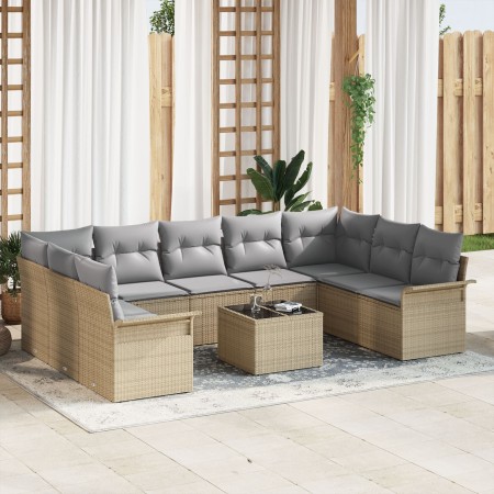 Juego de Sofás para Jardín de 10 Piezas con Cojines Negro Poliratán de , Sofás de exterior - Ref: Foro24-3345530, Precio: 612...