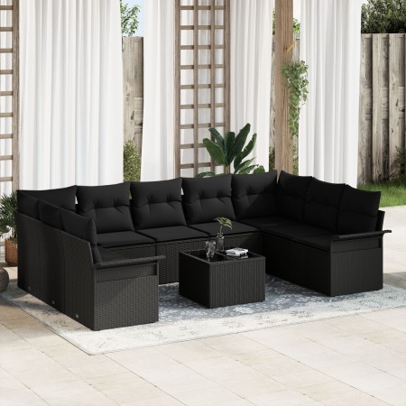 Juego de Sofá de Jardín de 10 Piezas con Cojines Beige Poliratán de , Sofás de exterior - Ref: Foro24-3345533, Precio: 634,57...