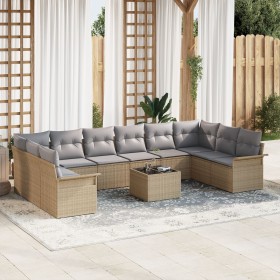 Conjunto de Sofá de Jardín de 11 Piezas con Cojines Negros de Poliratán de , Sofás de exterior - Ref: Foro24-3345550, Precio:...