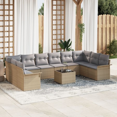 Conjunto de Sofá de Jardín de 11 Piezas con Cojines Negros de Poliratán de , Sofás de exterior - Ref: Foro24-3345550, Precio:...