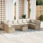 Juego de Sofás de Jardín de 11 Piezas con Cojines Ratán Poliéster Beige y Crema de , Sofás de exterior - Ref: Foro24-3345551,...
