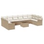 Juego de Sofás de Jardín de 11 Piezas con Cojines Ratán Poliéster Beige y Crema de , Sofás de exterior - Ref: Foro24-3345551,...