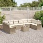 Juego de Sofás de Jardín de 11 Piezas con Cojines Ratán Poliéster Beige y Crema de , Sofás de exterior - Ref: Foro24-3345551,...