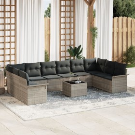 Juego de Sofás de Jardín de 11 Piezas con Cojines Gris Poliratán de , Sofás de exterior - Ref: Foro24-3345552, Precio: 754,45...