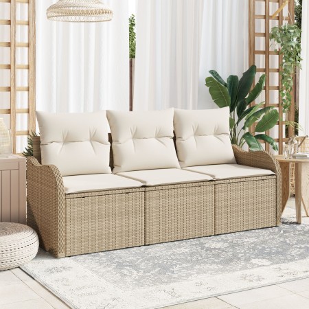 Juego de sofá de jardín de 3 piezas con cojines beige de poliratán de , Sofás de exterior - Ref: Foro24-3345561, Precio: 226,...