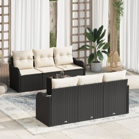 Conjunto de Sofá de Jardín de 7 Piezas con Cojines Negro Poliratán de , Sofás de exterior - Ref: Foro24-3345587, Precio: 475,...