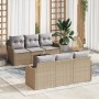 Juego de Sofá de Jardín de 7 piezas con Cojines Beige Poliratán de , Sofás de exterior - Ref: Foro24-3345590, Precio: 491,97 ...