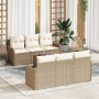 Juego de Sofás de Jardín de 7 Piezas con Cojines Beige Poliratán de , Sofás de exterior - Ref: Foro24-3345591, Precio: 498,85...