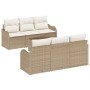 Juego de Sofás de Jardín de 7 Piezas con Cojines Beige Poliratán de , Sofás de exterior - Ref: Foro24-3345591, Precio: 498,85...