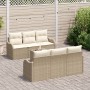 Juego de Sofás de Jardín de 7 Piezas con Cojines Beige Poliratán de , Sofás de exterior - Ref: Foro24-3345591, Precio: 498,85...