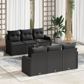 Juego de Sofá de Jardín de 7 Piezas con Cojines Negro Poliratán de , Sofás de exterior - Ref: Foro24-3345593, Precio: 485,69 ...
