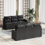 Juego de Sofá de Jardín de 7 Piezas con Cojines Negro Poliratán de , Sofás de exterior - Ref: Foro24-3345593, Precio: 485,69 ...