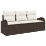 Set de Sofá de Jardín de 3 Piezas con Almohadillas Marrón Poliratán de , Sofás de exterior - Ref: Foro24-3345898, Precio: 220...