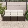 Set de Sofá de Jardín de 3 Piezas con Almohadillas Marrón Poliratán de , Sofás de exterior - Ref: Foro24-3345898, Precio: 220...