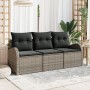 Juego de Sofá de Jardín de 3 Piezas con Cojines Gris Poliratán de , Sofás de exterior - Ref: Foro24-3345899, Precio: 219,97 €...