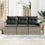 Juego de Sofá de Jardín de 3 Piezas con Cojines Gris Poliratán de , Sofás de exterior - Ref: Foro24-3345899, Precio: 219,97 €...