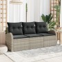 Conjunto de Sofás de Jardín de 3 Piezas con Cojines Gris Claro Poliéster Ratán Sintético de , Sofás de exterior - Ref: Foro24...